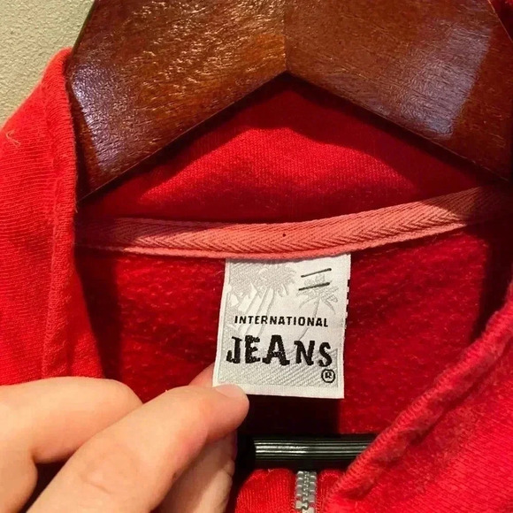 PUERTO VALLARTA RED QUARTER ZIP PULLOVER SWEATER L - Picture 3 of 5